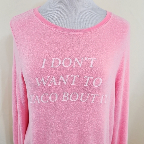 Wildfox Baggy Beach Jumper Taco Talk Neon Pink Bbj Size Xs - Picture 4 of 8